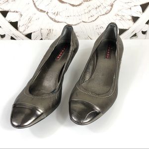 Prada Gray Cap Toe Kitten Heel